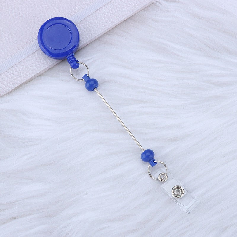Wholesale Beadable Badge Reels Identification Easy To Pull Buckle DIY Beaded Plastic Keychain